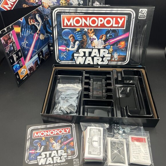 Star Wars Monopoly 40th Anniversary Sp Edition Disney Hasbro Complete Box Damage - Picture 1 of 12